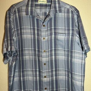 Caribbean Blue and White Casual Button Down Shirt